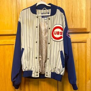 Majestic Cooperstown Collection Chicago Cubs Pinstripe Bomber Jacket Mens XLarge